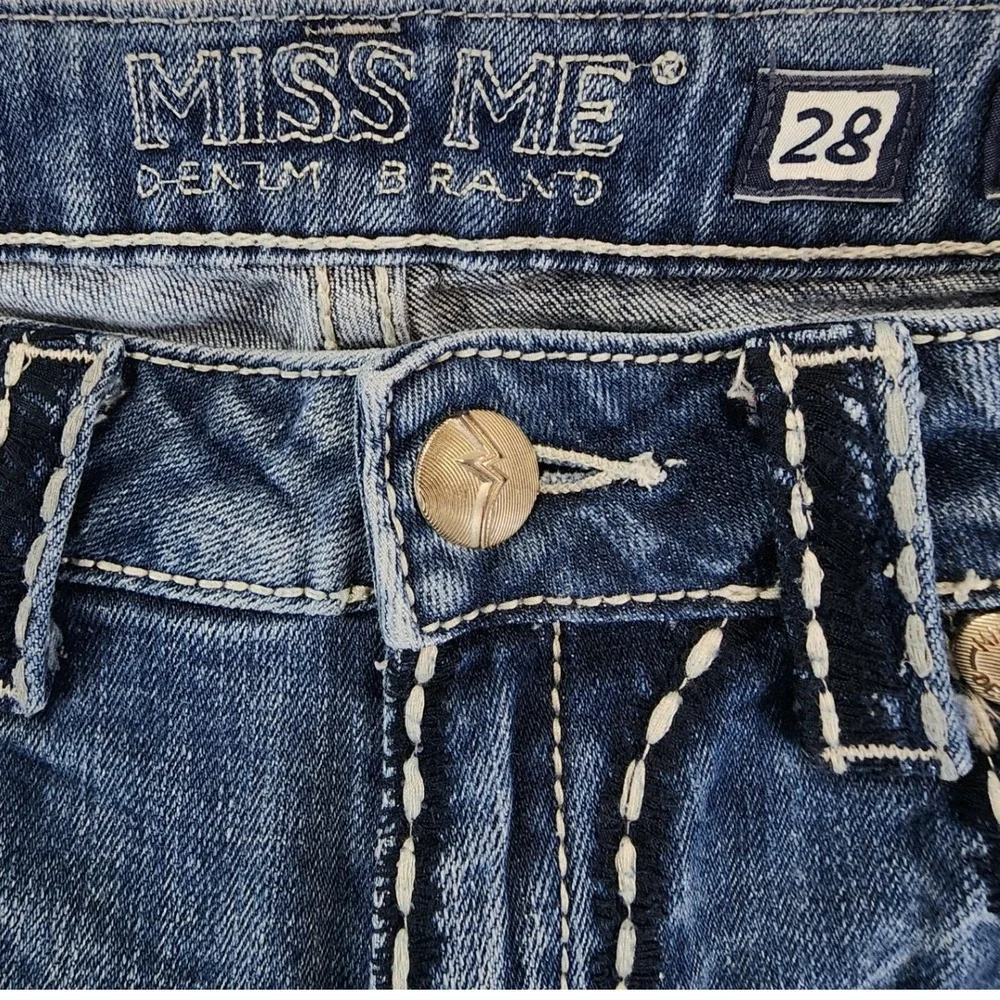 Miss‎ Me Womens 28 Blue Boyfriend Capri JB1026P4 Heavy Stitch Y2K Western Denim